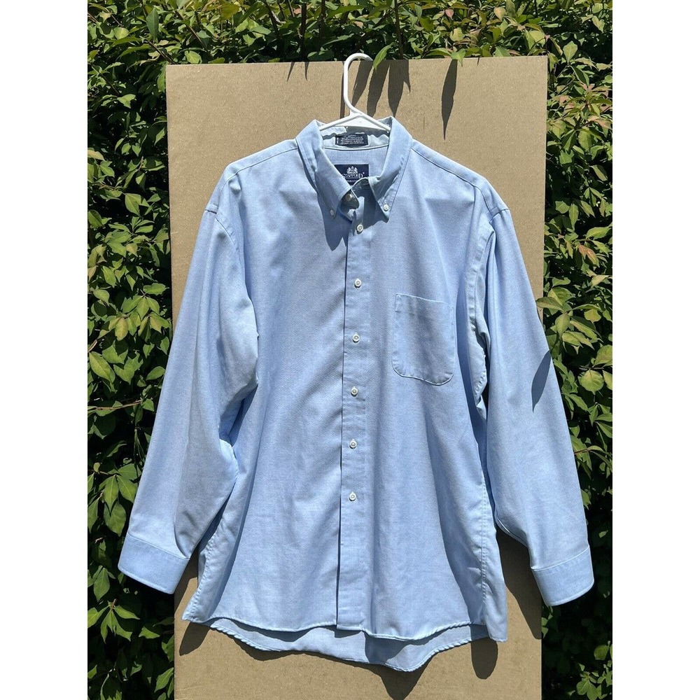 Stanford Wrinkle Free Dress Shirt Men's Neck 17/35 Travel Collared Cotton